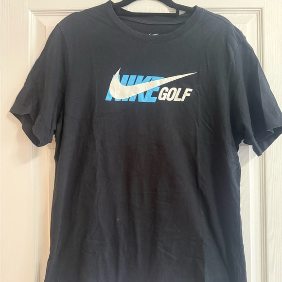 Nike Other - Nike Black Short Sleeve Golf Tee with Blue and White Logo